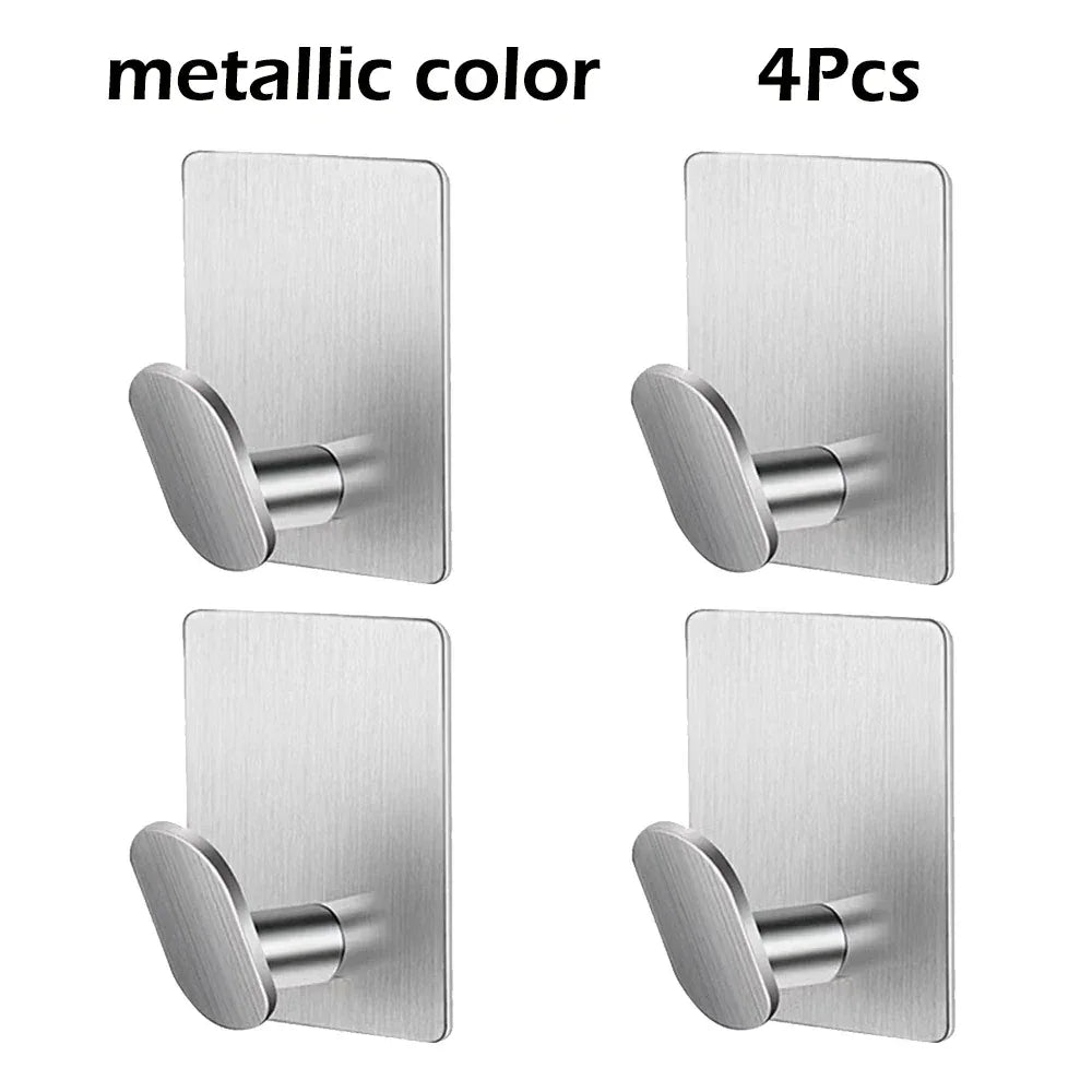 4pc/2pc bathroom clothes hooks, adhesive wall hooks, stainless steel towel racks, bathroom kitchen hardware, multi-purpose hooks