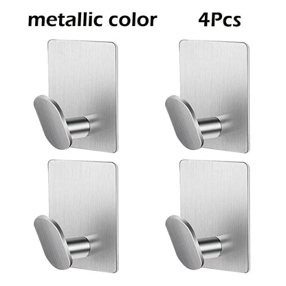 4pc/2pc bathroom clothes hooks, adhesive wall hooks, stainless steel towel racks, bathroom kitchen hardware, multi-purpose hooks