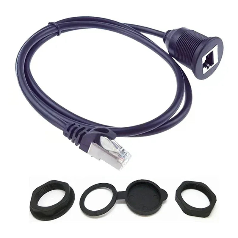CAT6 RJ45 Socket Cable for Industrial Control Chassis CAT 6 Head Waterproof Panel RJ45 Network Male to Female Extension Cable