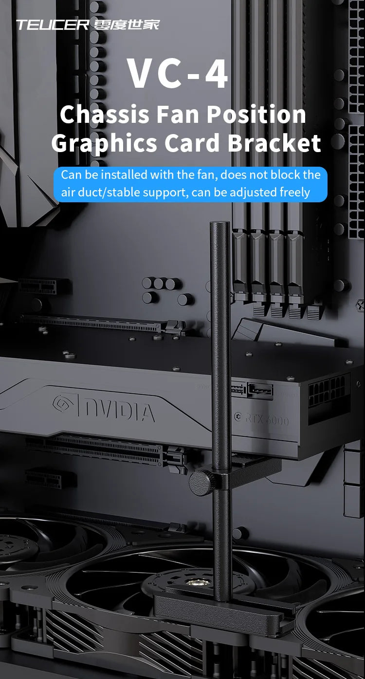 TEUCER VC4 Aluminum Alloy Graphics Video Stand 280mm GPU Support Anodic Oxidation Sandblasting Video Card Bracket PC Accessories