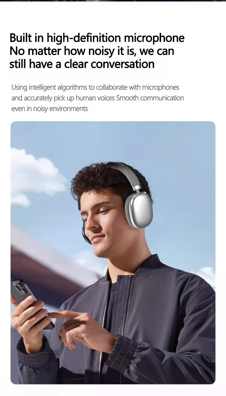 Original Over-Ear Wireless Bluetooth Headphones Noise Cancelling Microphone Gaming Head  Mounted Earphones Supports TF Card