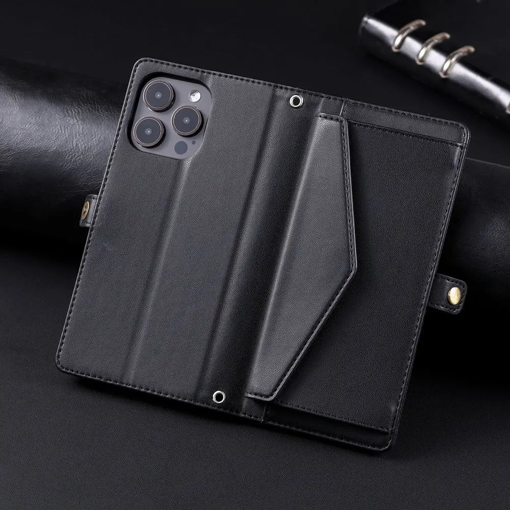 Coque Xiaomi 14 13 12 11 10 - Flip Wallet avec Porte-Carte et Lanière