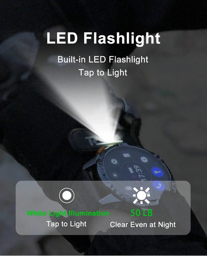 LIGE New Military For T-Rex 3 Ultra Smart Watch 1000mAh Battery IP68 Waterproof Compass Flashlight Sports Tracker Smartwatch Men