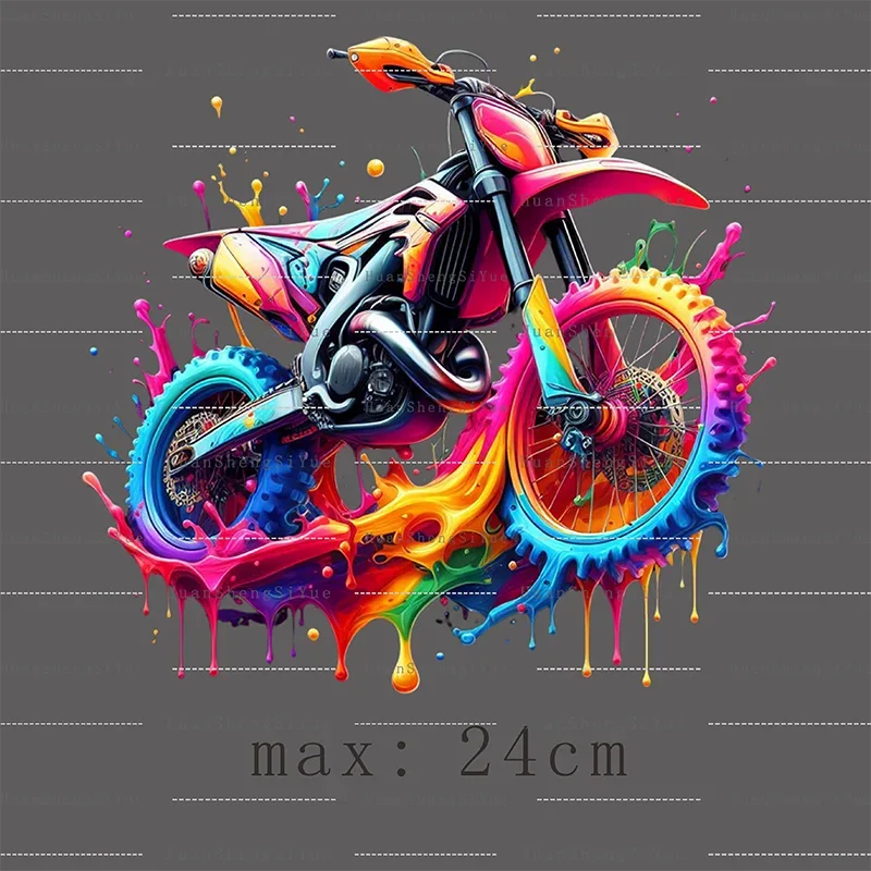 Color Fluid Painting Ironing Sticker Clothes DTF Fashion T-shirt Hoodie DIY Jacket Patch Hot Paste Paper