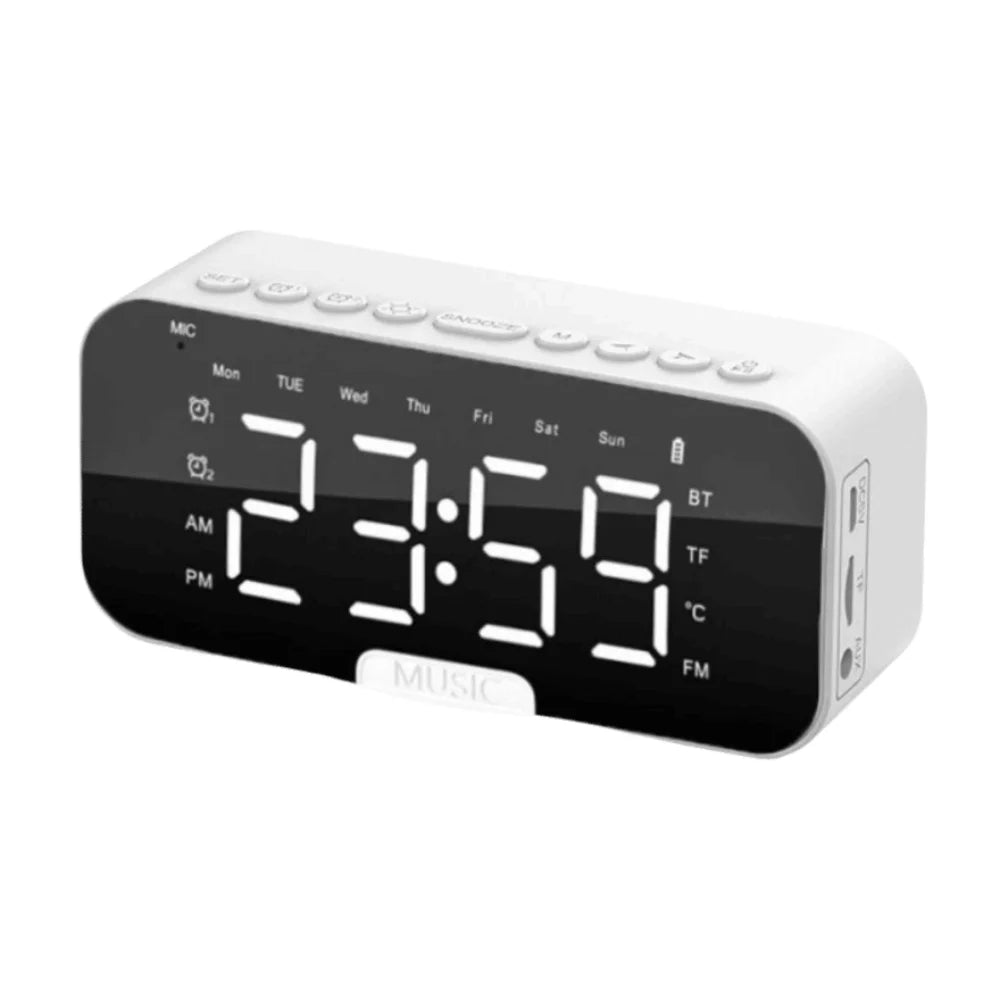 5-in-1 Digital Table Calendar LED Digital Display Sleep Timer Small Digital Clock Bluetooth with Mirror Electronic Alarm Clock