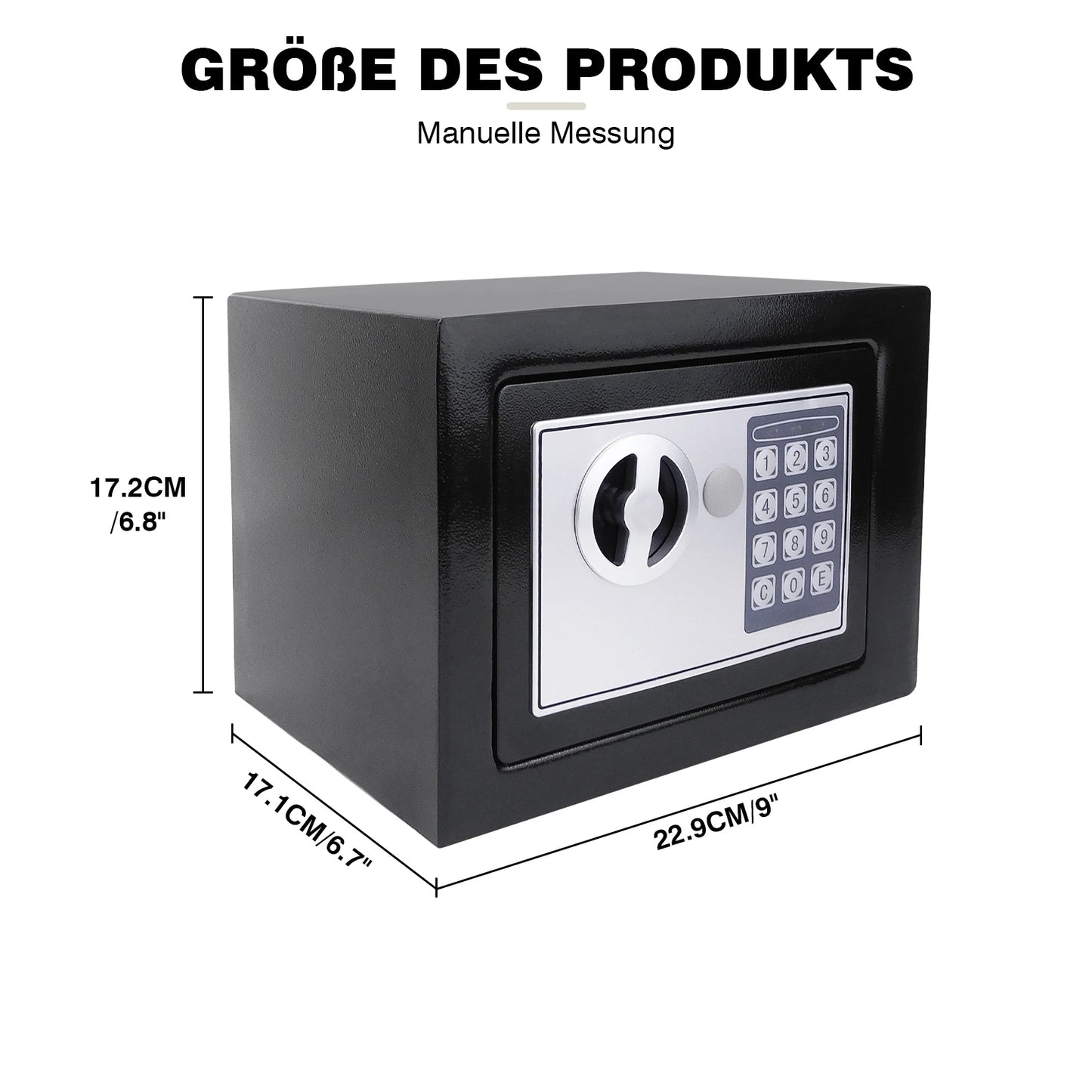 Schwarzer digitaler Safe Wertsachen Dokumentensicherheit Safe Elektronische Tastatur mit Backup-Schlüssel Wandmontage Boden