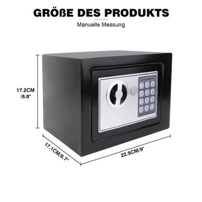 Schwarzer digitaler Safe Wertsachen Dokumentensicherheit Safe Elektronische Tastatur mit Backup-Schlüssel Wandmontage Boden