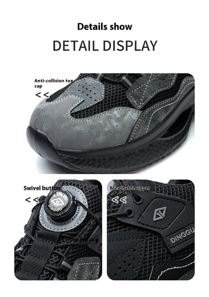 Fashion Male work safety shoes Rotating button Steel Toe shoes Work Sneakers Puncture-Proof Protective Shoes Security Boots Men