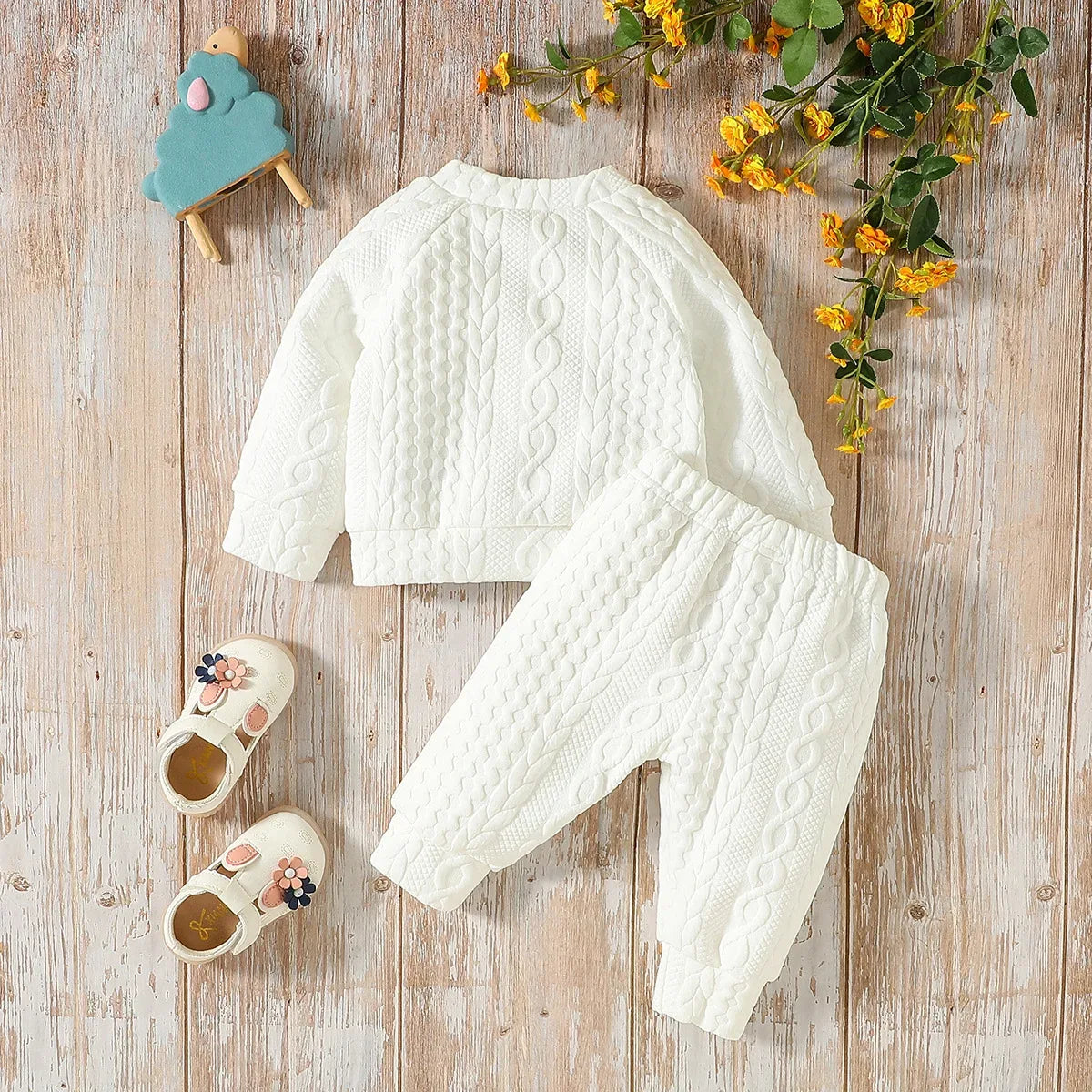 Baby unisex Solid Autumn 2Pcs Casual Outfits Long Sleeve Sweatshirt & Fall Pants For Daily