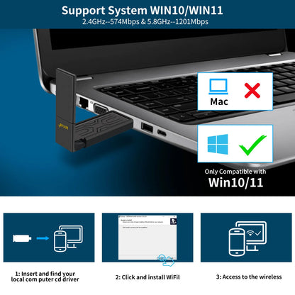 Wifi 6 USB Dual Band Wireless Network Card 1800Mbps 2.4GHZ with Antenna USB3.0 Wireless Adapter for Laptop Desktop Computer