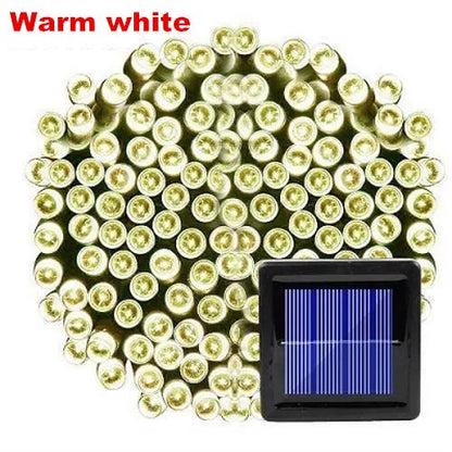 50-200 LED Outdoor Solar String Fairy Light Festoon Waterproof Street Garland Solar Power Lamp Christmas Party for Garden Decor