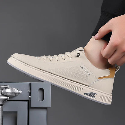 New Men's Shoes High Quality Leather Casual Shoes for Men Designer Sneakers Tenis Masculino Comfort Lace-up White Sport Shoes