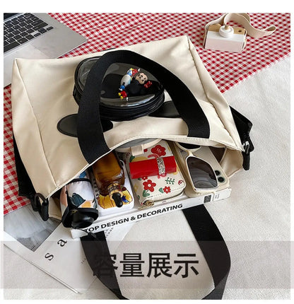 Cute Cartoon Mickey Portable Tote Fashion Canvas Outside To Carry Shopping Bags Tide Shoulder Diagonal Bag