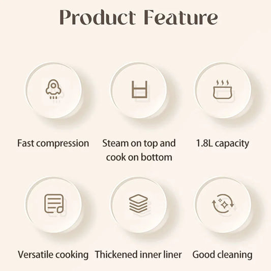 110V-220V Household Kitchen Electric Cooking machine Mini 1.8L Rice Cooker for Boiling Water, Rice, and Soup