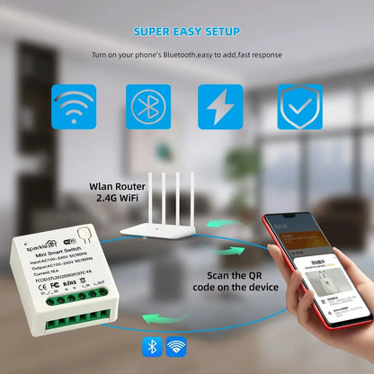 Matter 16A WiFi mini Smart Switch Pass-through Disconnect Dual Control Outletorks Remote Control Timer  Work with HomeKit Alexa