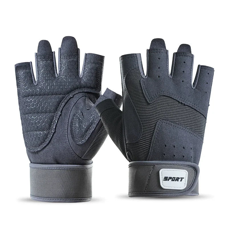 Half Finger Bodybuilding Gym Gloves Weightlifting Dumbbell Training Anti-Slip Fitness Gloves Crossfit Workout Exercise Men Women