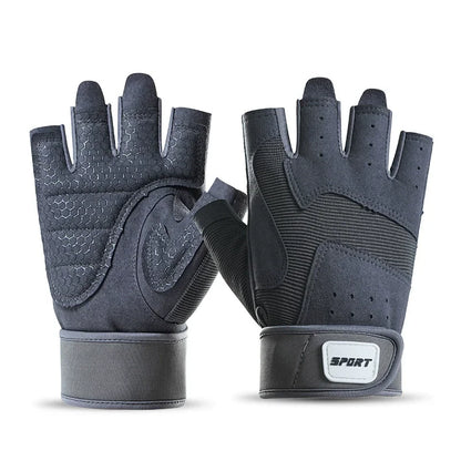 Half Finger Bodybuilding Gym Gloves Weightlifting Dumbbell Training Anti-Slip Fitness Gloves Crossfit Workout Exercise Men Women