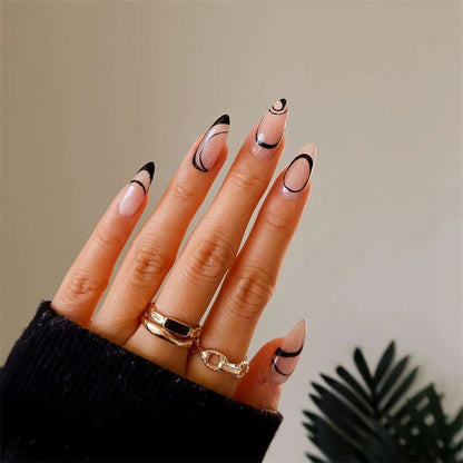 24Pcs Manicure Wearable Fake Nails Ballerina Removable Coffin Fake Nails Finished Women Girls Almond False Nails Art Decoration