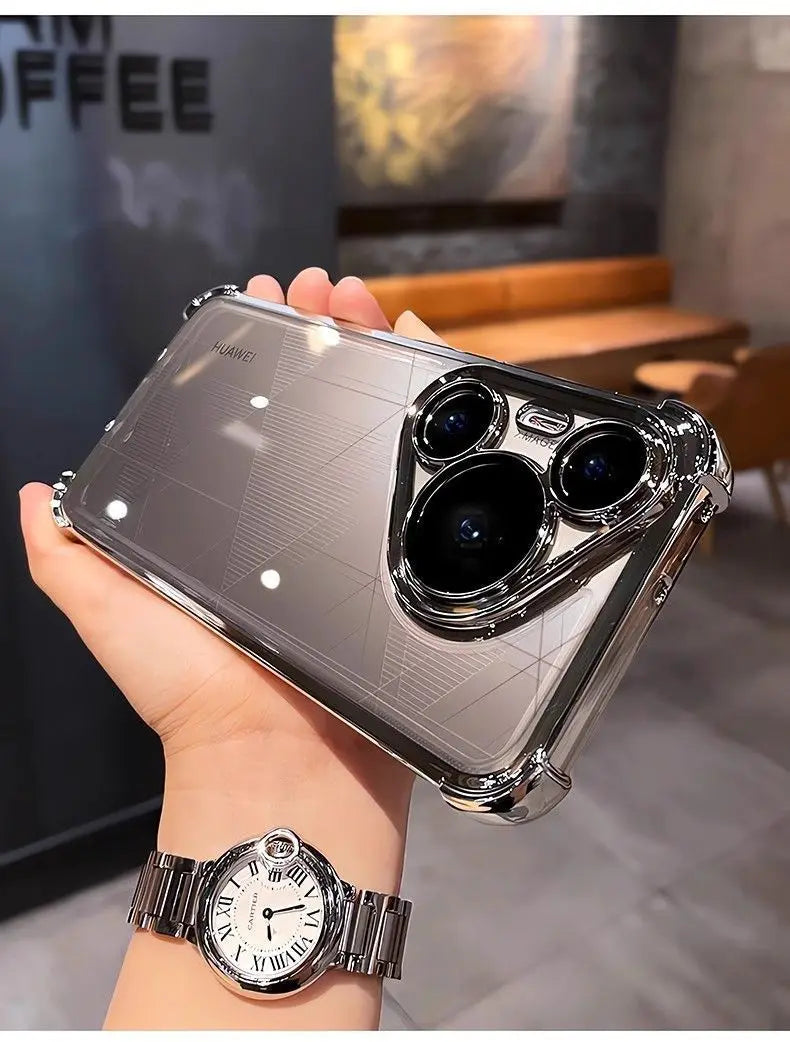 Case For Huawei Pura 80 Ultra 80 Pro plus Luxury Electroplating Transparent Four Corners Shockproof Back Cover For Huawei Pura80