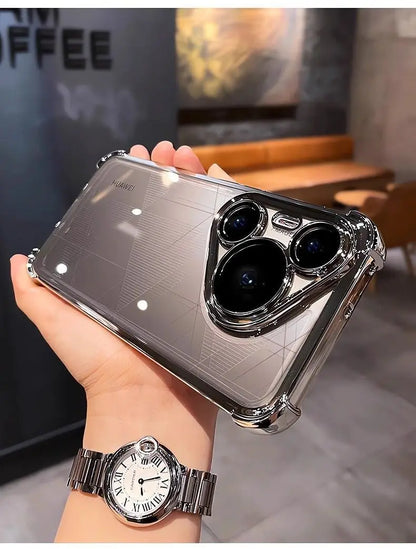 Case For Huawei Pura 80 Ultra 80 Pro plus Luxury Electroplating Transparent Four Corners Shockproof Back Cover For Huawei Pura80