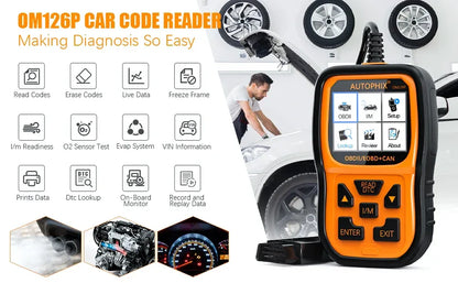 Autophix OM126P OBD2 Scanner Code Reader EOBD JOBD Universal OBD2 Car Engine Analyzer Automotive Scanner Scan Tools Free Update