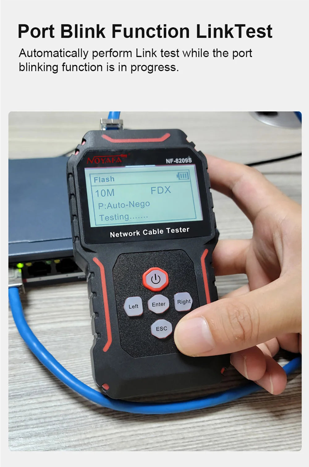 NOYAFA NF-8209S Network Cable Tester Cable Tracker Cat5 Cat6 PoE Tester Detect Length Continuity Test with NCV & Lamp