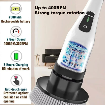 Cordless Multifunctional Electric Cleaning Brush - Spin Scrubber Portable Toilet Mop for Kitchen & Bathroom