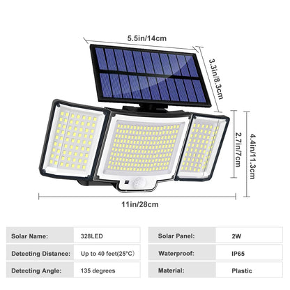 Solar Outdoor Motion Sensor Lights 348/328 LED Security Flood Wall Lamp Remote Control 270° IP65 Waterproof Outdoor Lighting