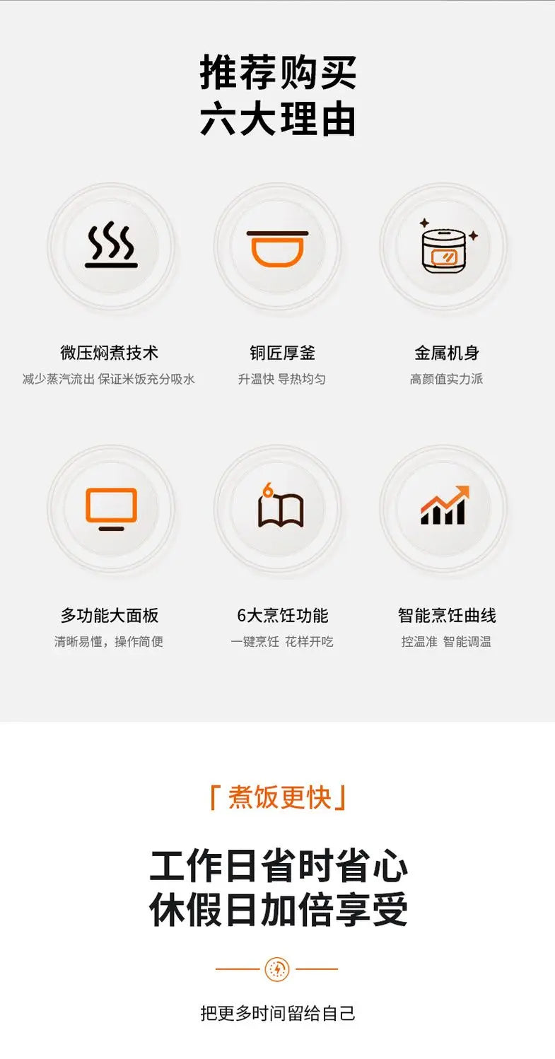 Electric rice cooker, fully automatic, household smart rice cooker, multi-functional non-stick steaming cooking fast cooking.