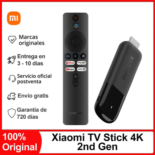 Xiaomi TV Stick 4K 2nd Gen, Portable Streaming Media, Netflix Dual-band WiFi 6 Google Assistant, BT5.2 Smart TV Dongle, 360° Bluetooth Voice Remote Control Google TV