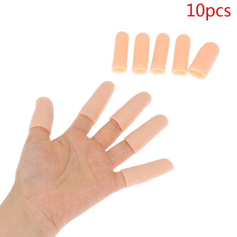 3/10pcs Finger Protector Anti-cut Silicone Gel Tube Hand Bandage Heat Resistant Finger Sleeves Great Cooking Kitchen Tools