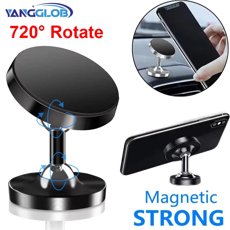 Creative Dual Axis Alloy magnetic car bracket 720 ° rotation Double ball magnetic phone holder for Any model phone