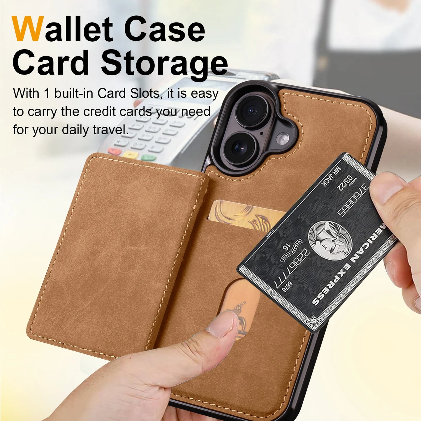 Business Flip Leather Case for iPhone 16 17 Air 16E 15 14 13 12 11 Pro Max Plus Mini Built-in Magnetic Wallet Card Phone Cover