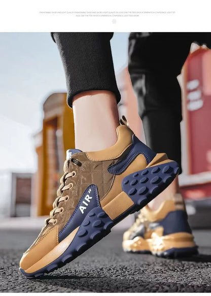 Men's Breathable Low-Top Dad Shoes with Thick Sole Comfortable Running Sneakers Korean Style Spring Season Sport Shoes