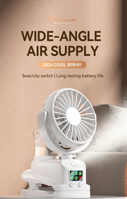 Refrigerating Clip Spray Fan USB Rechargeable Office Dormitory Outdoor Multi-Functional Desktop Clip Fan Moisturizing