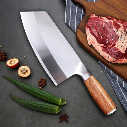 Cleaver Kitchen Knives Wooden Handle Stainless Steel Utility Knife Slicing Fish Vegetables Butcher Knife Chef Cleaver Meat Knife