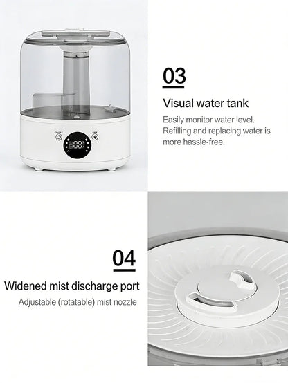 3000mL Smart Air Humidifier with Dual Mist Output: Essential Oil Aroma Diffuser for Home & Office, Equipped with Adjustable Fog