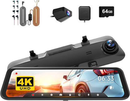 WOLFBOX G850 Front and Rear 4K 5.8Ghz WIFI Voice Control Dash Cam Car Camera WDR 1080P Dash Camera GPS Night Vision 24H Parking