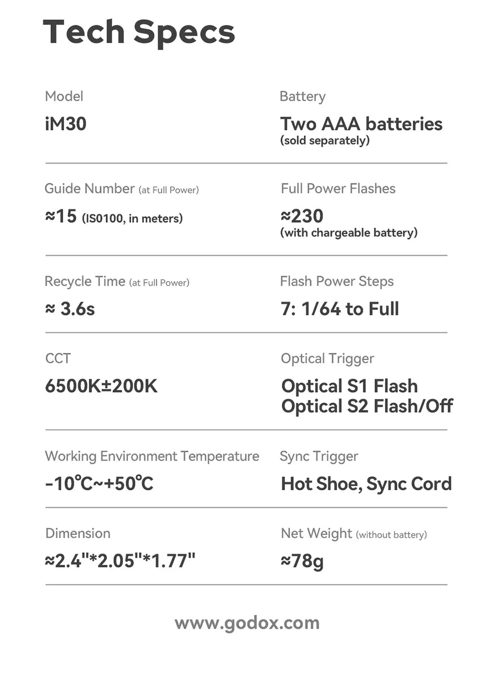 Godox iM30 iFlash Camera Flash GN15 7Power Levels Universal Hot Shoe on Camera Mini Flash for  Fuji Sony zv1 zve10 Ricoh gr3