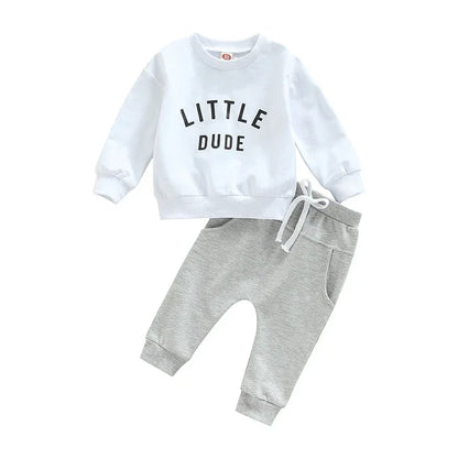0-3Y Baby Boys Autumn Winter Clothes Set Kids Long Sleeve Letter Print Pullover Tops Sweatshirt Pants Toddler Casual Outfits