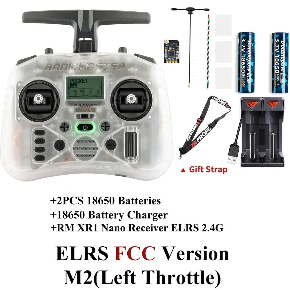 Radiomaster Pocket EdgeTX 2.4G Radio Controller FCC LBT (Mode2 Left-handed Throttle ) CC2500 / ELRS Hall Gimbal Transmitter