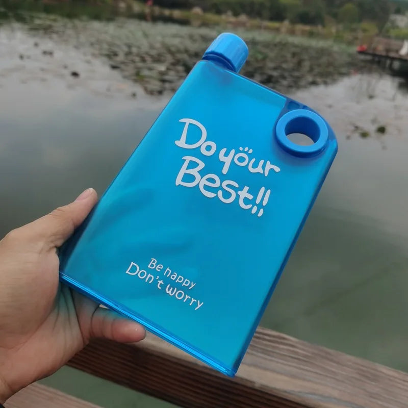 380ML Transparent Flat Water Bottle Plastic Travel Bicycle Drinking Cup Reusable Portable Water Bottle