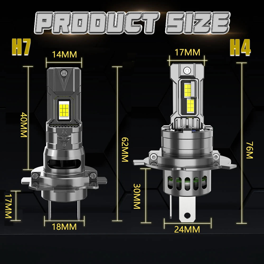 H7 H4 LED Bulb CANBUS Car Headlight High Power Auto Spotlights Super Bright Turbo Light Mini Wireless LED Headlamp Plug&Play 12V