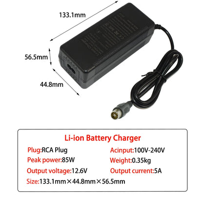 12.6V 5A Lithium Battery Charger for 3S 18650 Li-ion Packs (12V) EU/US/UK/AU Plug High Quality Charger