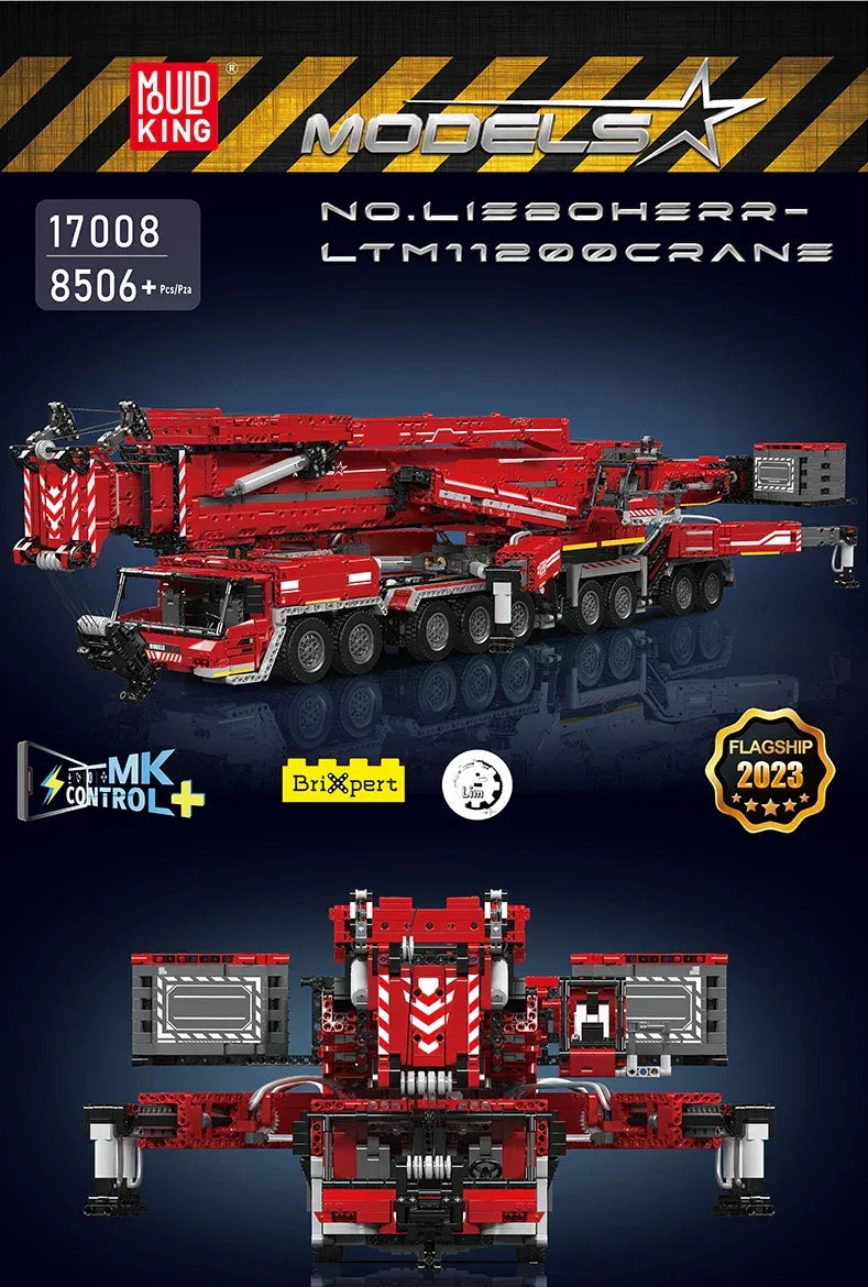 Mould King 17007 17008 Technical Truck Building Block Remote Control Liebherred LTM 11200 Crane Model Kids Christmas Car Toys
