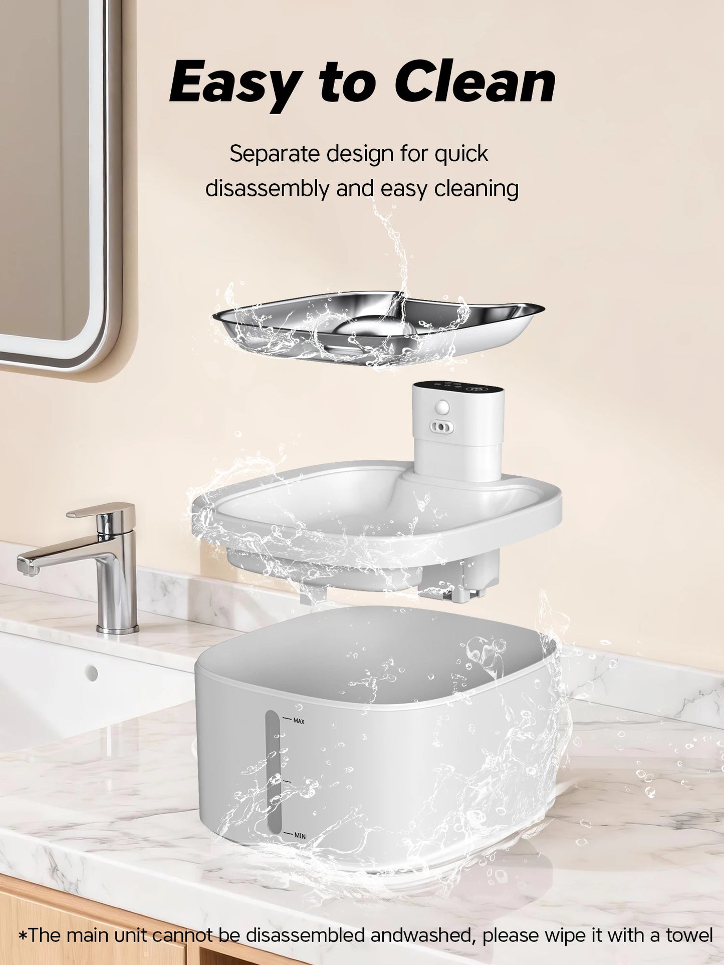 Wireless Cat Water Fountain 3.5L Pet Water Dispenser 4000mAh Long Lasting Battery Life Stainless Steel Pallet and Motion Sensing