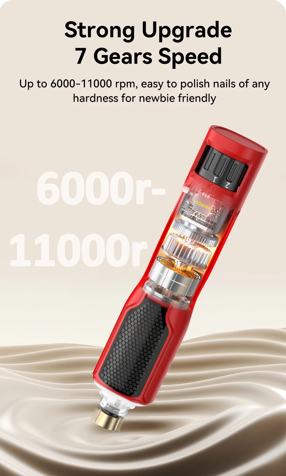 ROJECO Pet Electric Nail Grinder Rechargeable Dog Paw Grooming Nail Clipper LED Light 7 Speeds Adjustable Cat Claw Nail Grinder