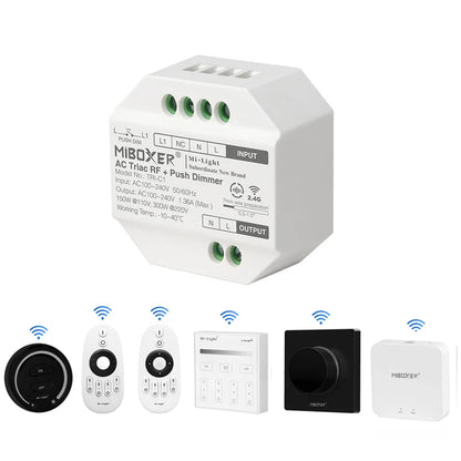 Miboxer TRI-C1 AC Triac Dimmer Single Color Controller 110-220V Push Dim Wall WiFi PWM RF Voice Control For Filament Lamp