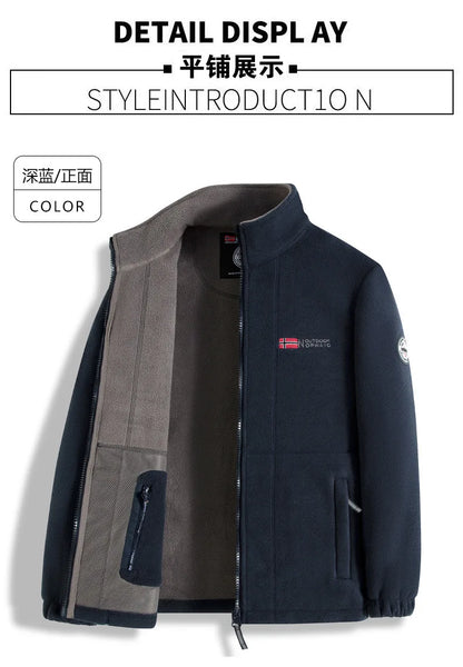new men's fleece with fleece thickened warm windproof outdoor casual storm jacket fashion men's coat