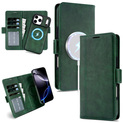 2 in 1 Magsafe Wallet Case For iPhone 17 Promax Air 16 Pro Max 15 Plus 14 13 12 iphone17 Cards Slot Leather Flip Phone Cover